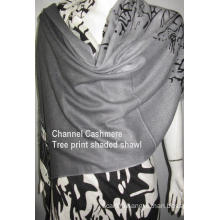 cashmere wool Tree print shaded shawl